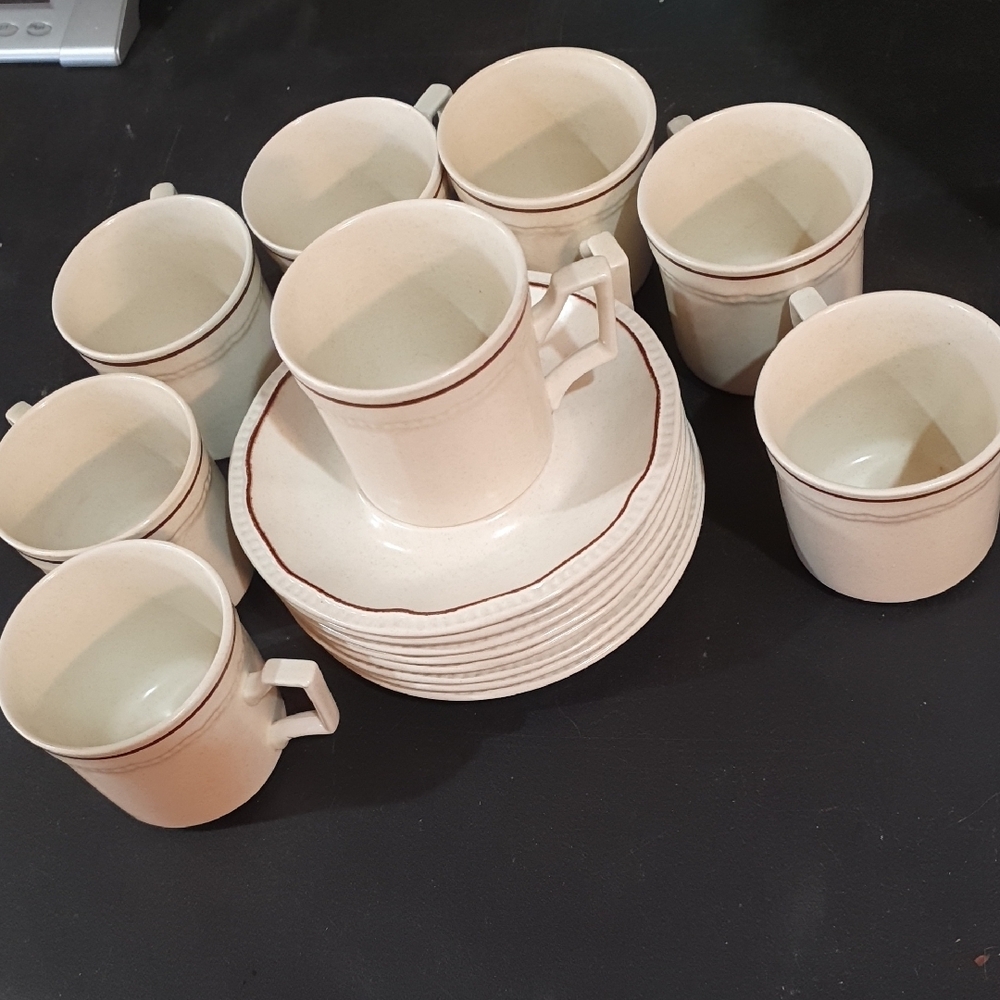 Vintage English Ironside Pottery Elegant Cream Dinnerware Set Handcrafted